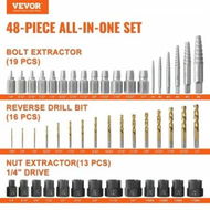 Detailed information about the product 48-Piece Bolt Extractor Screw Extractor Set, with 13 PCS Bolt Extractor Set, 19 PCS Screw Extractors, 16 PCS Reverse HSS Drill Bits, Storage Case, for Removing Damaged Bolts, Screws, and Nuts