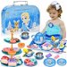 48 Tea Party Set for Little Girls Frozen Toys Elsa Princess Kids Kitchen Pretend Toy with Tin Tea Set, Desserts & Carrying Case - Birthday Gift for Age 3+. Available at Crazy Sales for $29.99