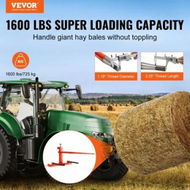 Detailed information about the product 49' Hay Spear, Bale Spears 726kg Loading Capacity, Three-Point Hitch Tractor Attachment with 2pcs 17.5' Stabilizer Spears, Quick Attach Spike Forks