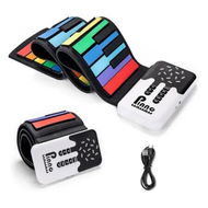 Detailed information about the product 49 Key Roll Up Keyboard Piano, Portable Digital Electric Foldable Piano Keyboard, Rechargeable, 8 Tones, for Beginners Gift, Rainbow