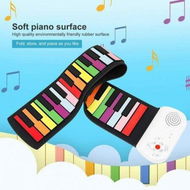 Detailed information about the product 49 Keys Hand Roll Piano Portable Foldable Colorful Keyboard Hand Roll Electric Piano Rainbow Key Rechargeable Kids Child Gift