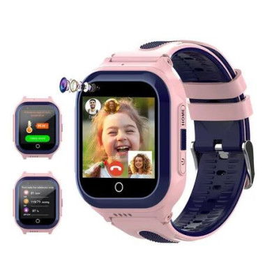 4G Kids Smartwatch with GPS Tracker Phone Watch with Temperature HR BP Monitor,Video Calls,SOS,Camera,Pedometer,Alarm,Music Player(Pink)