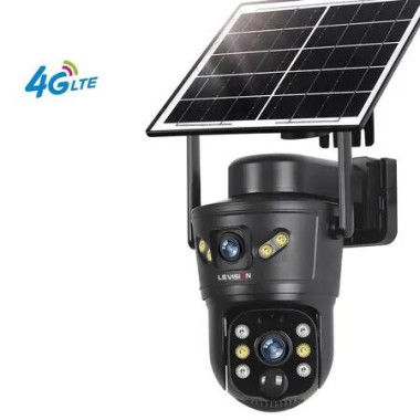 4G LTE Solar Security Camera 2K Dual-Lens Dual-Screen 355 Pan 100 Tilt surveillance Intercom Cloud Storage PIR AI Detection Auto tracking