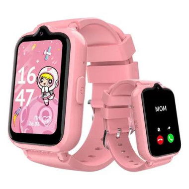 4G Smart Watch with GPS Tracker for Kids, Waterproof HD Touch Screen Video and Voice Chat Calling Alarm SOS Camera for Ages 8 to 14, Pink