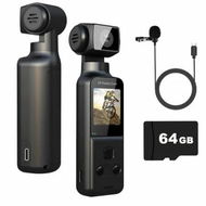 Detailed information about the product 4K Body Camera with External Microphone,Mini Video & Audio Pocket Cam 270 Degree Rotation Camera,64GB Card Included