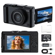 Detailed information about the product 4K CCD Digital Camera 18X Zoom for Student 48MP Compact Digital Photography 3-inch 180 Degree Flip Screen Selfile Camera(Black)