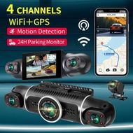 Detailed information about the product 4K Dash Camera For Cars 360 Degree Four Channels With GPS Location Wifi Camera Security Dashboard Camera Front Backup Parking Monitor Front Inside-1 Pack