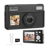 Detailed information about the product 4K Digital Camera, 64MP FHD Autofocus Compact Camera with 32G SD Card, 18X Digital Zoom, Portable Mini Camera for Beginners (Black)