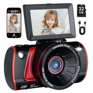 Detailed information about the product 4K Digital Camera for Photography,64MP WiFi Vlogging Camera with 3In Flip Screen,18X Digital Zoom,Point and Shoot Cameras with 32GB SD Card (Black)