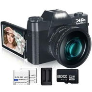 Detailed information about the product 4K Digital Camera with WiFi,Touch Screen,48MP Vlogging Perfect for creating YouTube content,32GB SD Card,Lens Hood,16X Digital Zoom,52mm Wide Angle & Macro Lens,2 Batteries(Black)