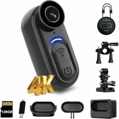 4K Mini Body Camera Action Cam with Audio Video Recording 128G Thumb Size Hands Free Body Worn Cameras Wearable Portable Camcorder for Work Travel Pet