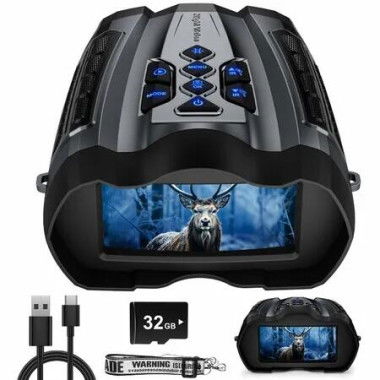 4K Night Vision Goggles Binoculars with 16X Digital Zoom,3.5In HD Screen and 1000FT Viewing Range,32GB TF Card for Photo and Video,Ideal Gift for Men