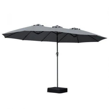 4M Double-sided Patio Umbrella Outdoor Umbrella Base Stand Grey