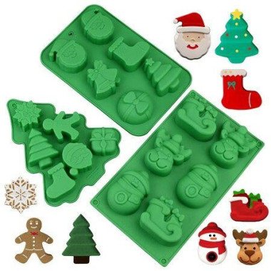 4Pack Christmas Silicone Molds Baking Mold For Mini Cakes Handmade Soap Chocolate Jello Candy And Candles