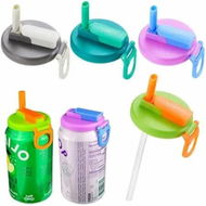 Detailed information about the product 4PCS 4 color Soda Can Lids with Straws,Reusable Silicone Straws Soda ?Can Covers, Easy to Use,Prevents Spills,Fits Standard Cans