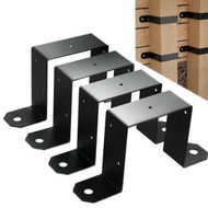 Detailed information about the product 4Pcs 4X4in Strap Post Ties Black Deck Fence for 4x4 Post U Bracket,Can be Fence Post Brackets for Metal Posts to Wood Heavy Duty Thickness 2mm