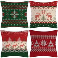 Detailed information about the product 4pcs Christmas Decorative Throw Pillow Cover 45*45cm Merry Christmas Pillowcase Cushion Case Home Decoration