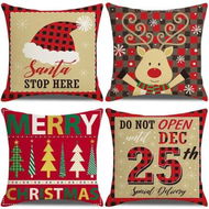 Detailed information about the product 4pcs Christmas Decorative Throw Pillow Cover 45*45cm Merry Christmas Pillowcase Cushion Case Home Decoration