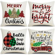 Detailed information about the product 4pcs Christmas Decorative Throw Pillow Cover 45*45cm Merry Christmas Pillowcase Cushion Case Home Decoration