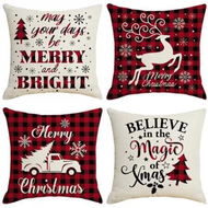 Detailed information about the product 4pcs Christmas Decorative Throw Pillow Cover 45*45cm Merry Christmas Pillowcase Cushion Case Home Decoration