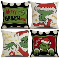 Detailed information about the product 4pcs Christmas Grinch Decorative Throw Pillow Cover 45*45cm Merry Christmas Pillowcase Cushion Case Home Decoration