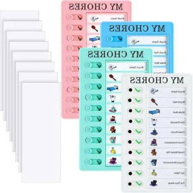 4pcs DIY Routine Chart/Chore Chart Checklist Board for Kids and Includes 10 card paper daily checklists