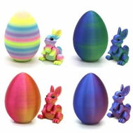 Detailed information about the product 4PCS Easter 3D Printed Bunny Eggs Set 4CM Hinged Rabbit Round Egg Multicolor Crayon Gradient Kids Toys Party Favors Holiday Decor Birthday Gift