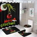 4Pcs Grinch Christmas Bathroom Shower Curtain Set with Non-Slip Rugs, Toilet Lid Cover and Bath Mat. Available at Crazy Sales for $34.95