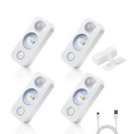 Detailed information about the product 4Pcs LED Motion Sensor Puck Lights, Rechargeable Cabinet Lights, Stick on LED Night Light for Closet, Drawer, Shelf, Under Cabinet, Warm White