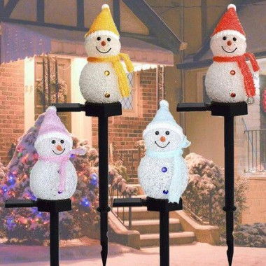 4pcs Snowmans EVA Solar Powered Garden Light Christmas Decoration Lights Waterproof Outdoor Solar Lawn Landscape Lights