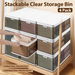 4pcs Storage Boxes Bins Plastic Stackable Clear Shoe Containers Wardrobe for Handbag Clothes Foldable Organiser with Lids Partitions. Available at Crazy Sales for $7.99