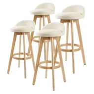 Detailed information about the product 4X Oak Wood Bar Stool Dining Chair Fabric LEILA 72cm BEIGE