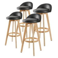 Detailed information about the product 4X Oak Wood Bar Stool Dining Chair Leather LEILA 72cm BLACK