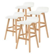 Detailed information about the product 4X Oak Wood Bar Stool Dining Chair Leather SOPHIA 65cm WHITE