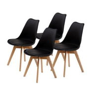 Detailed information about the product 4X Retro Dining Cafe Chair Padded Seat BLACK