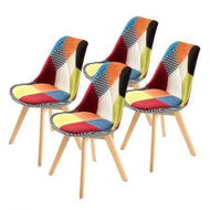 Detailed information about the product 4X Retro Dining Cafe Chair Padded Seat MULTI COLOUR