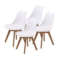 Detailed information about the product 4X Retro Dining Cafe Chair Padded Seat WHITE