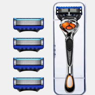 Detailed information about the product 5 Blade Razor for Men with Lubrication and Precision Beard Trimmer, Handle and 4 Cartridges (Cartridges fit Razor Handles only)