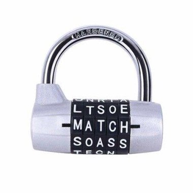 5-Digit Letter Combination Lock Safety Padlock Col. Silver.
