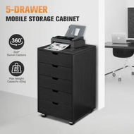Detailed information about the product 5 Drawer File Cabinet Mobile Document Filing Organiser Home Office Storage Chest Cupboard Printer Stand Black 40x38x68cm