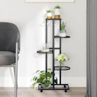 Detailed information about the product 5-Floor Flower Stand with Wheels 44x23x100 cm Black Iron