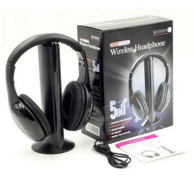 5 in 1 Headphones Headset MH2001 MP3 MP4 PC CD DVD Audio TV FM Radio Listen to Music, Chat Online and Monitor Other Rooms