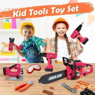 Detailed information about the product 5 in 1 Kids Tool Set Toys Construction Kit Hardware Flashlight Electric Drill Chainsaw Reciprocating Saw Pretend Play Toddler Roleplay STEM Education