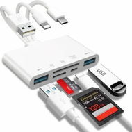 Detailed information about the product 5-in-1 Memory Card Reader, USB OTG Adapter & SD Card Reader for iPhone/iPad, USB C and USB A Devices with Micro SD & SD Card Slots