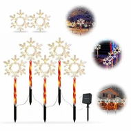 Detailed information about the product 5-in-1 Solar Christmas Snowflake Light Garden Stake Lights For Patio, Yard, Garden, Walkway, Lawn Outdoor Christmas Decoration