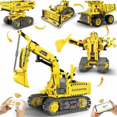 5 in 1 STEM RC Robot Building Kit 555 PCS APP Remote Control Robot Toys Engineering Science Coding Robotic Toys Birthday Gifts for Boys Girls Ages 6+