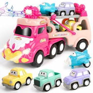 Detailed information about the product 5 in 1 Toys for Age3+ Girl,Carrier Truck Car Toys for Age3+ Toddler Girl with Music & Light,Pink Toys for Girls Birthday Gifts