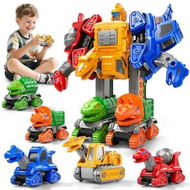 Detailed information about the product 5 in 1 Transforming Robot Toys Set Construction Trucks, Dinos Vehicles Educational STEM Building Toy Cars Christmas Birthday Gifts for Boys Ages 3+