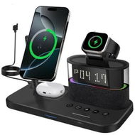 Detailed information about the product 5 in 1 Wireless Charger with Alarm Clock,Mag-Safe Charging Station,Magnitec Charger Stand for Cell Phones,Watches Headphones(Black)