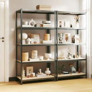 Detailed information about the product 5-Layer Heavy-duty Shelves 2 pcs Grey Steel&Engineered Wood